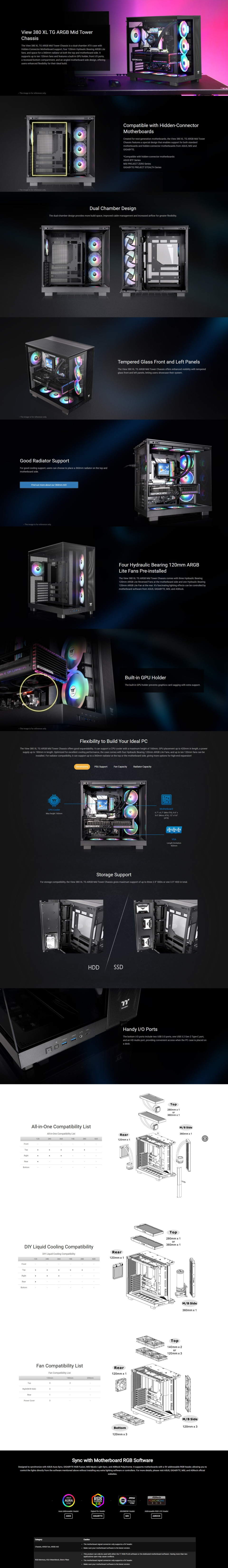 thermaltake view 380 xl tg argb mid tower case black