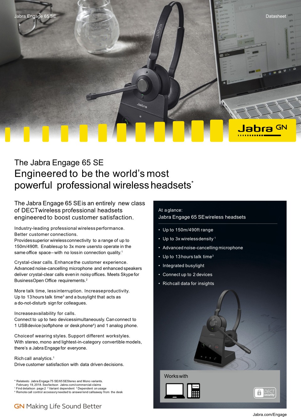 jabra engage 65 se mono wireless dect headset with base