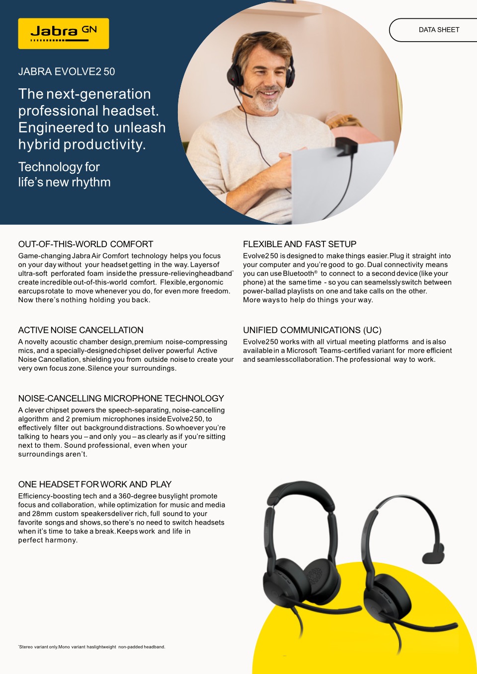 jabra evolve2 50 ms stereo anc usb headset
