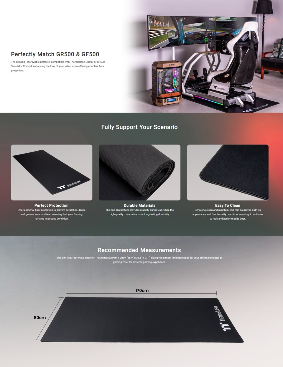 thermaltake sim rig floor mat black