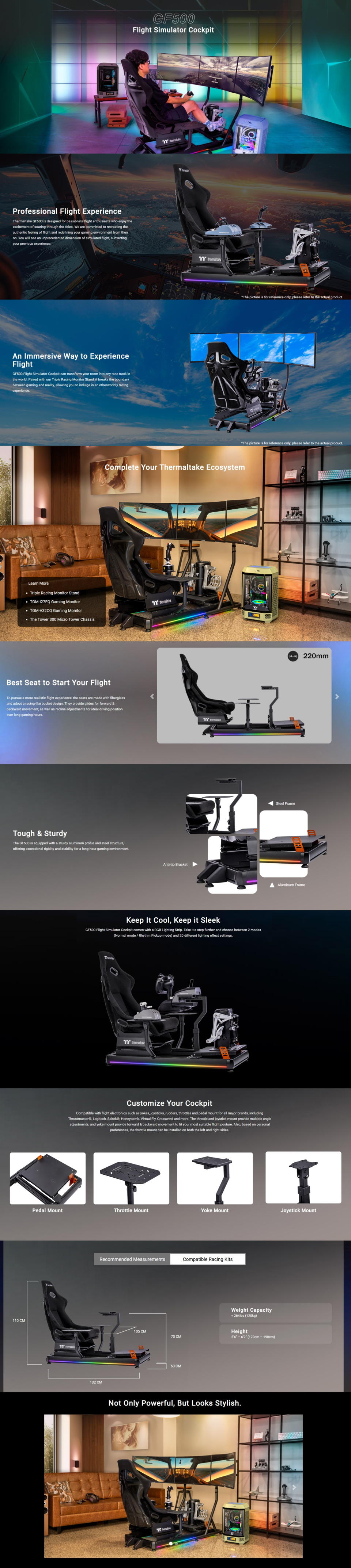 thermaltake gf500 rgb flight simulator cockpit black