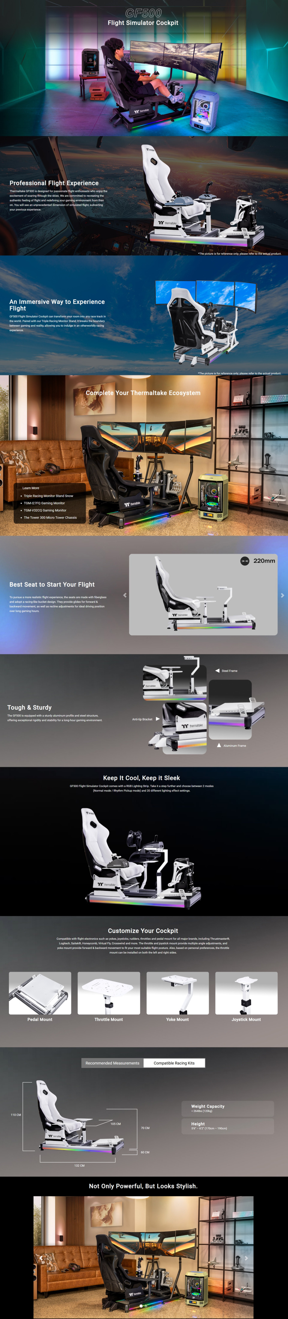 thermaltake gf500 rgb flight simulator cockpit white