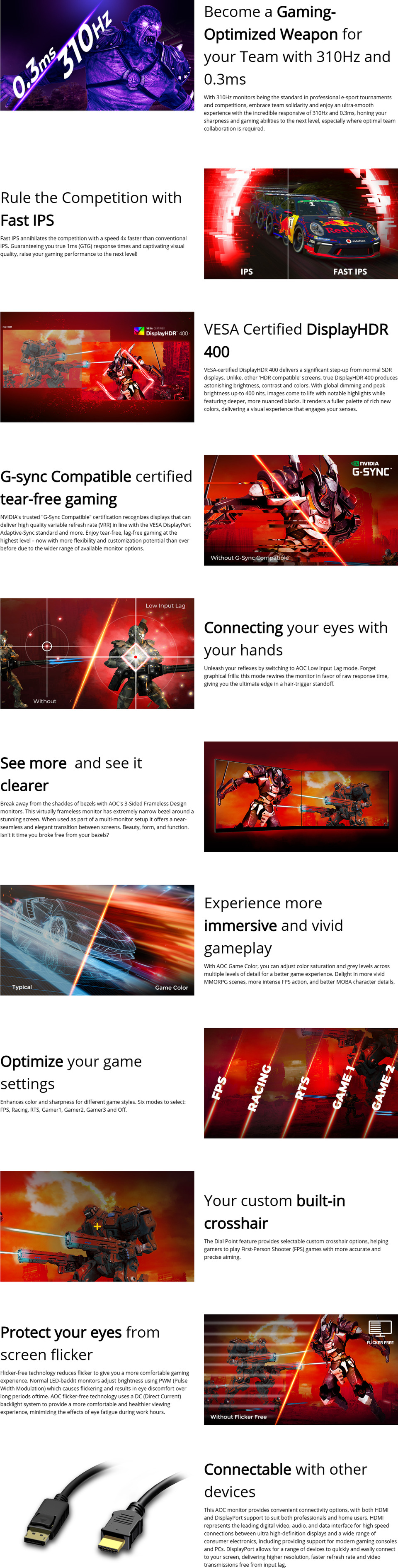 245 aoc 25g4s fhd 310hz ips gaming monitor