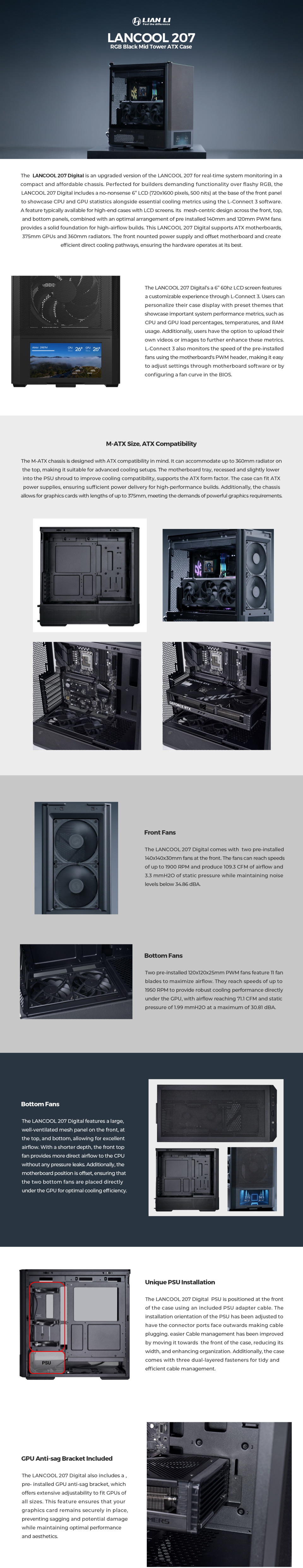 lian li lancool 207dx digital mid-tower chassis black