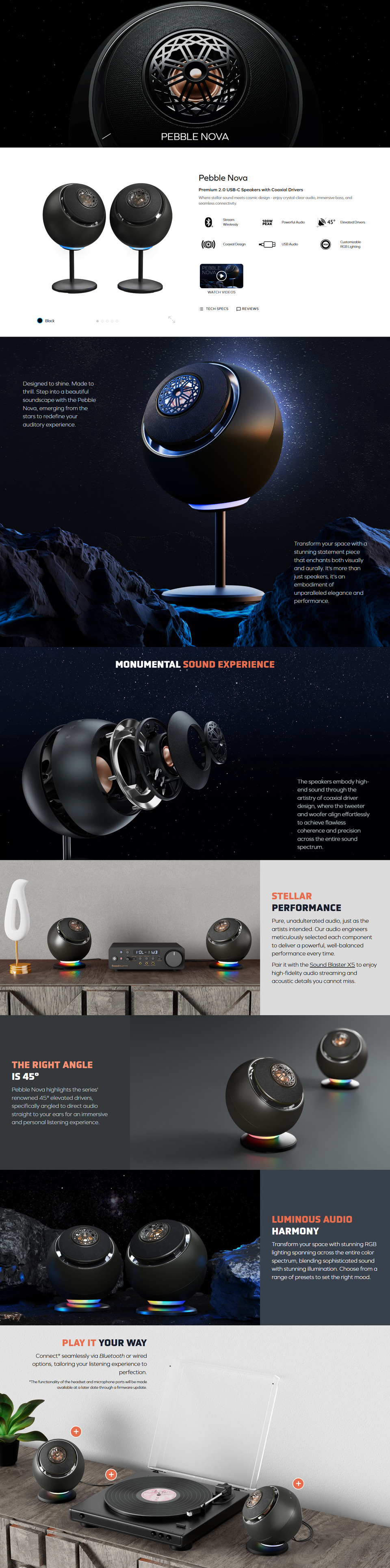 creative pebble nova premium 20 usb-c speakers with coaxial drivers black