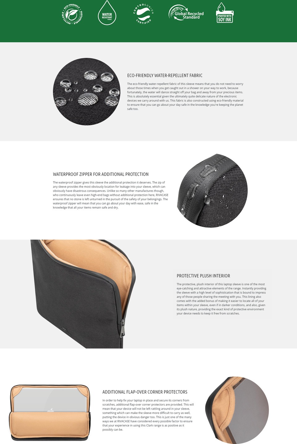 156 rivacase clark 8115 black eco macbook air 15 sleeve