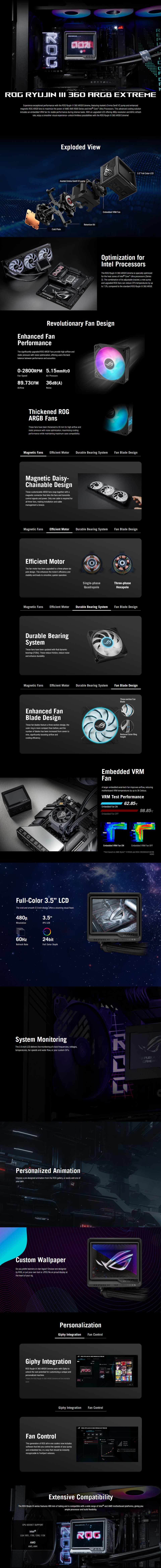 asus rog ryujin iii 360 argb extreme liquid cooler black