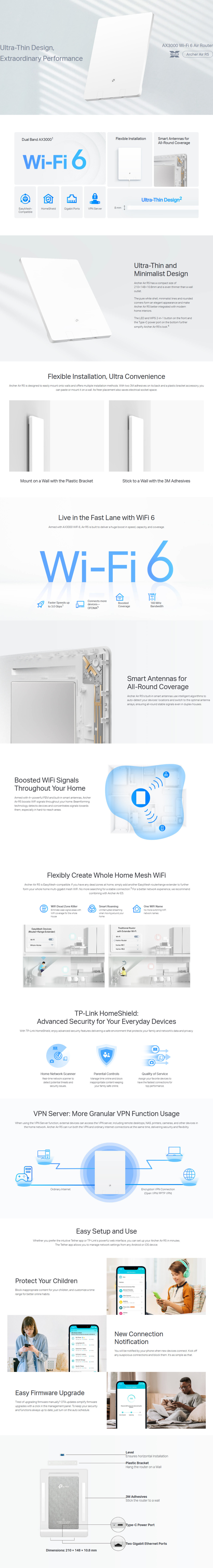 tp-link archer air r5 ax3000 dual-band wi-fi 6 router