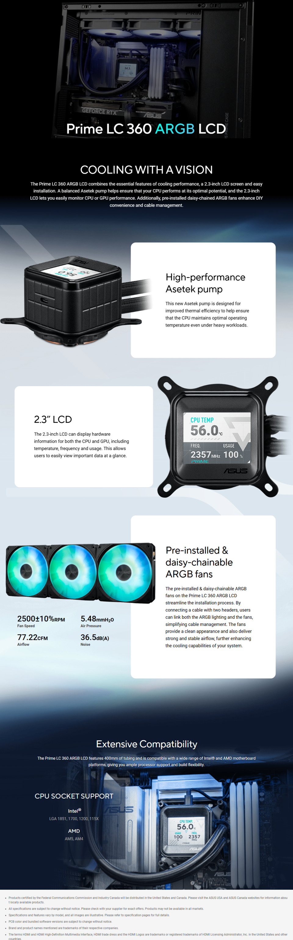 asus prime lc 360 argb lcd liquid cooler with lcd display