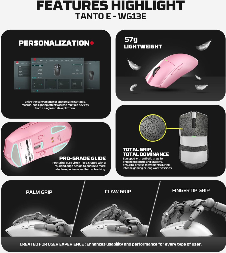 fantech tanto e wireless gaming mouse with dock black