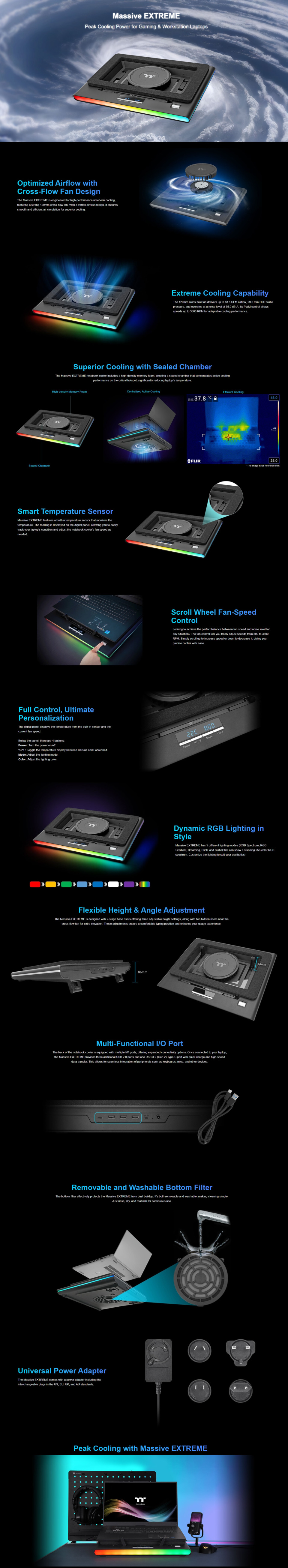 thermaltake massive extreme laptop cooler and usb hub