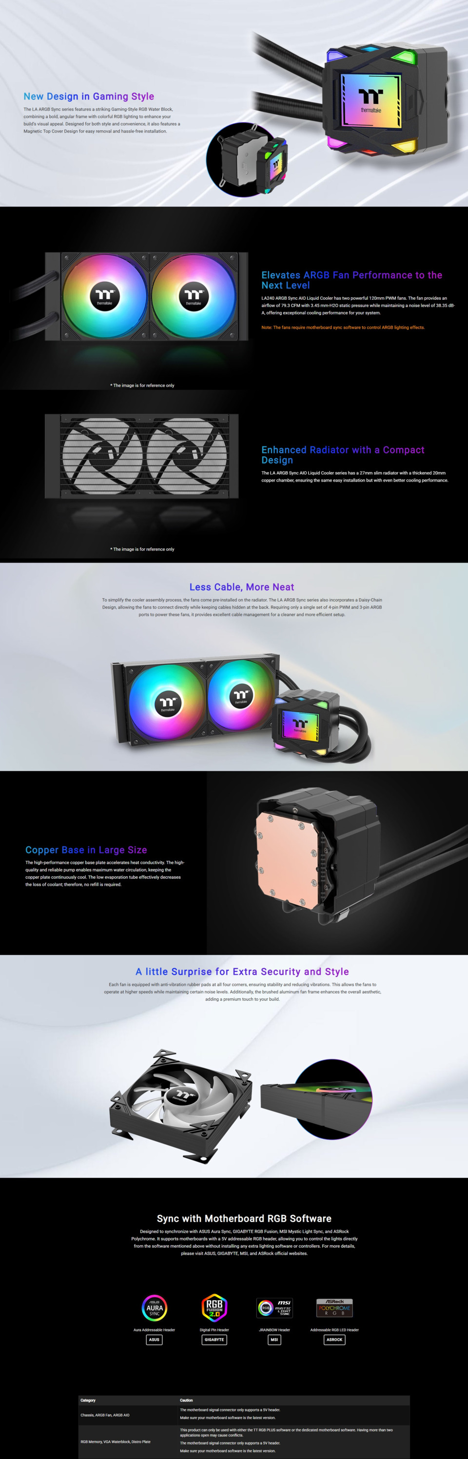 thermaltake la240 argb sync aio liquid cooler black