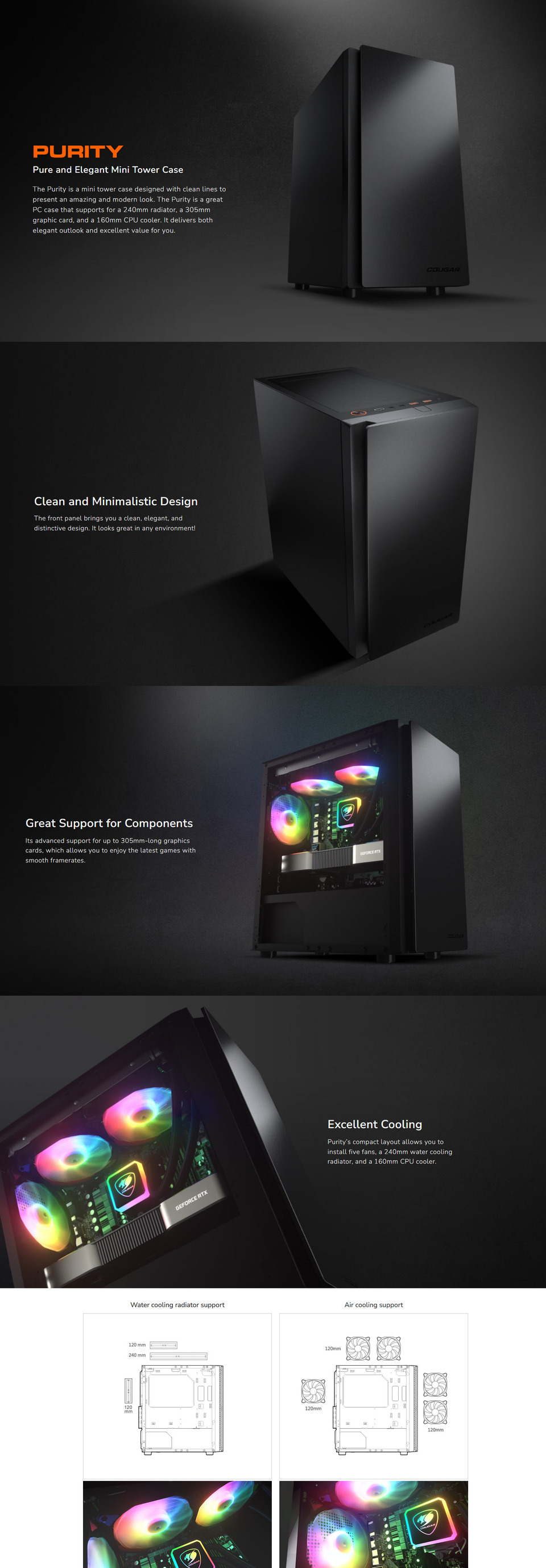 cougar purity-stc500 micro-atx case with 500w psu black