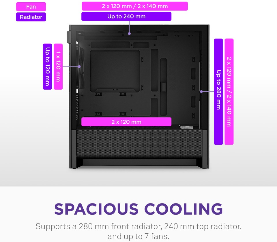 nzxt h3 flow micro-atx case black