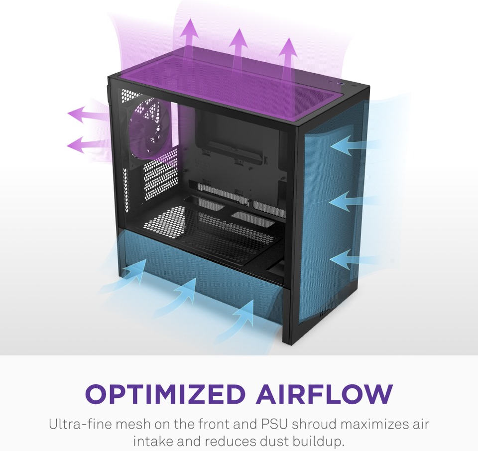 nzxt h3 flow micro-atx case black