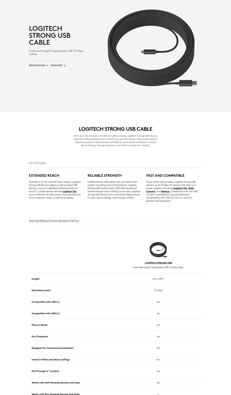 25m logitech strong usb superspeed usb 10gbps cable