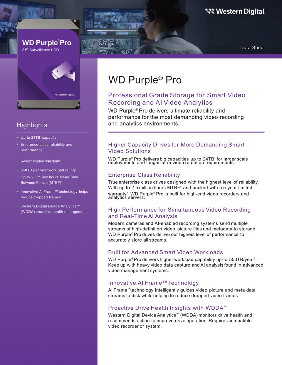 12tb wd 35 sata 6gbs purple pro sv hdd