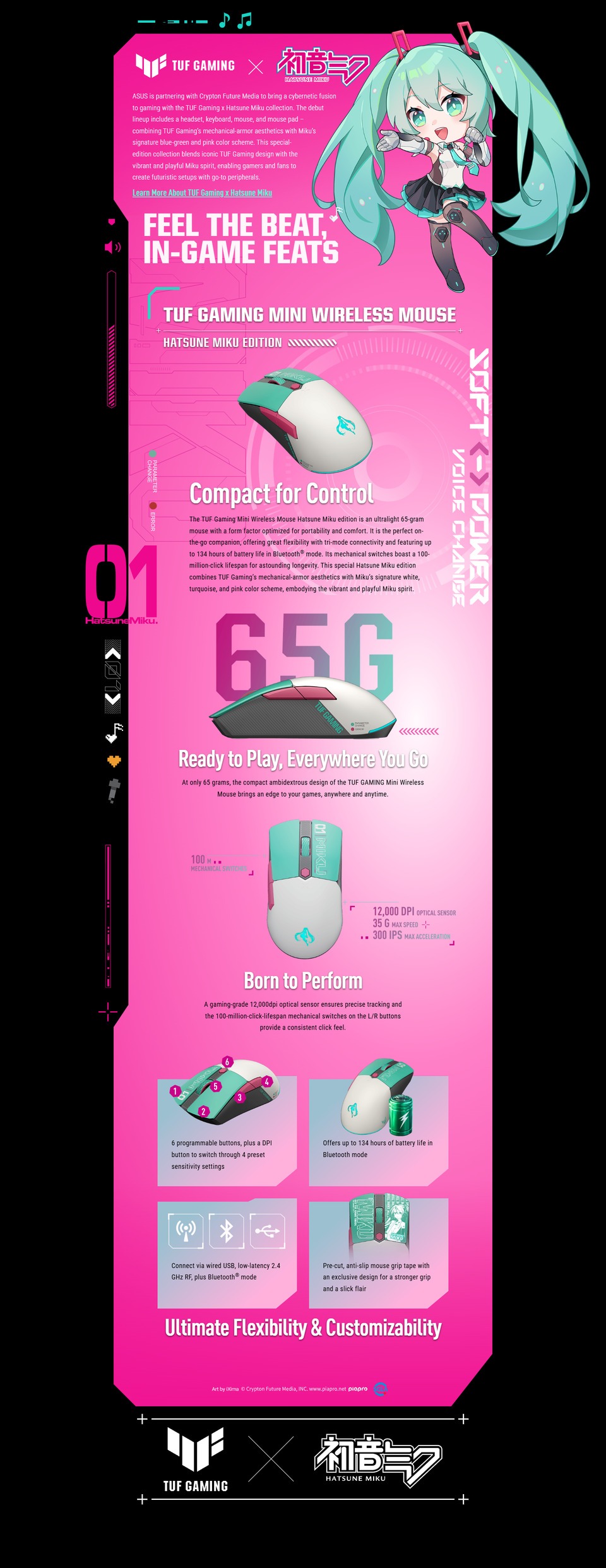 asus tuf gaming mini wireless mouse hatsune miku edition