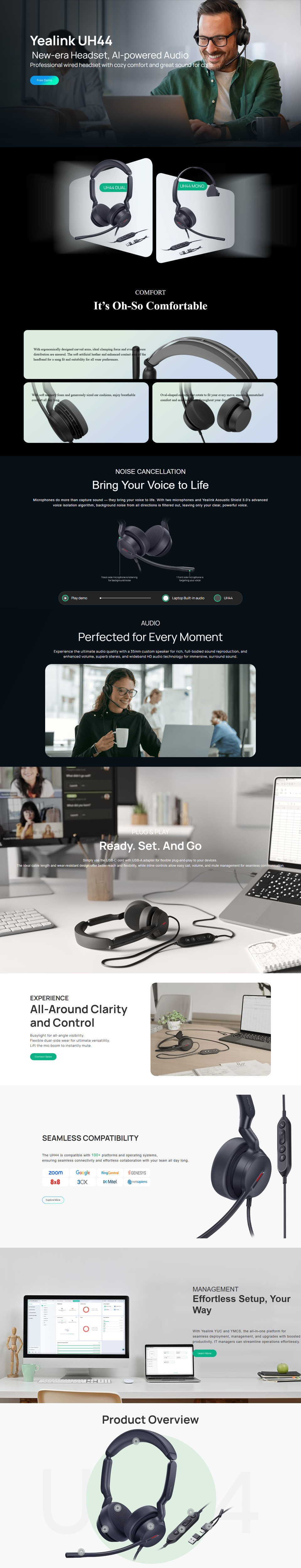 yealink uh44 mono teams usb-ca wired headset