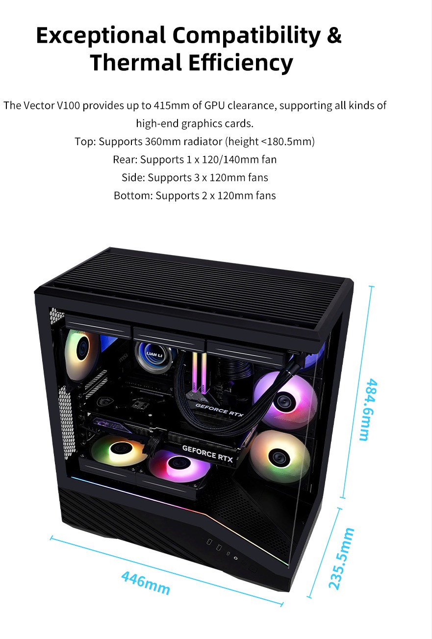 lian li vector v100 atx mid-tower case black