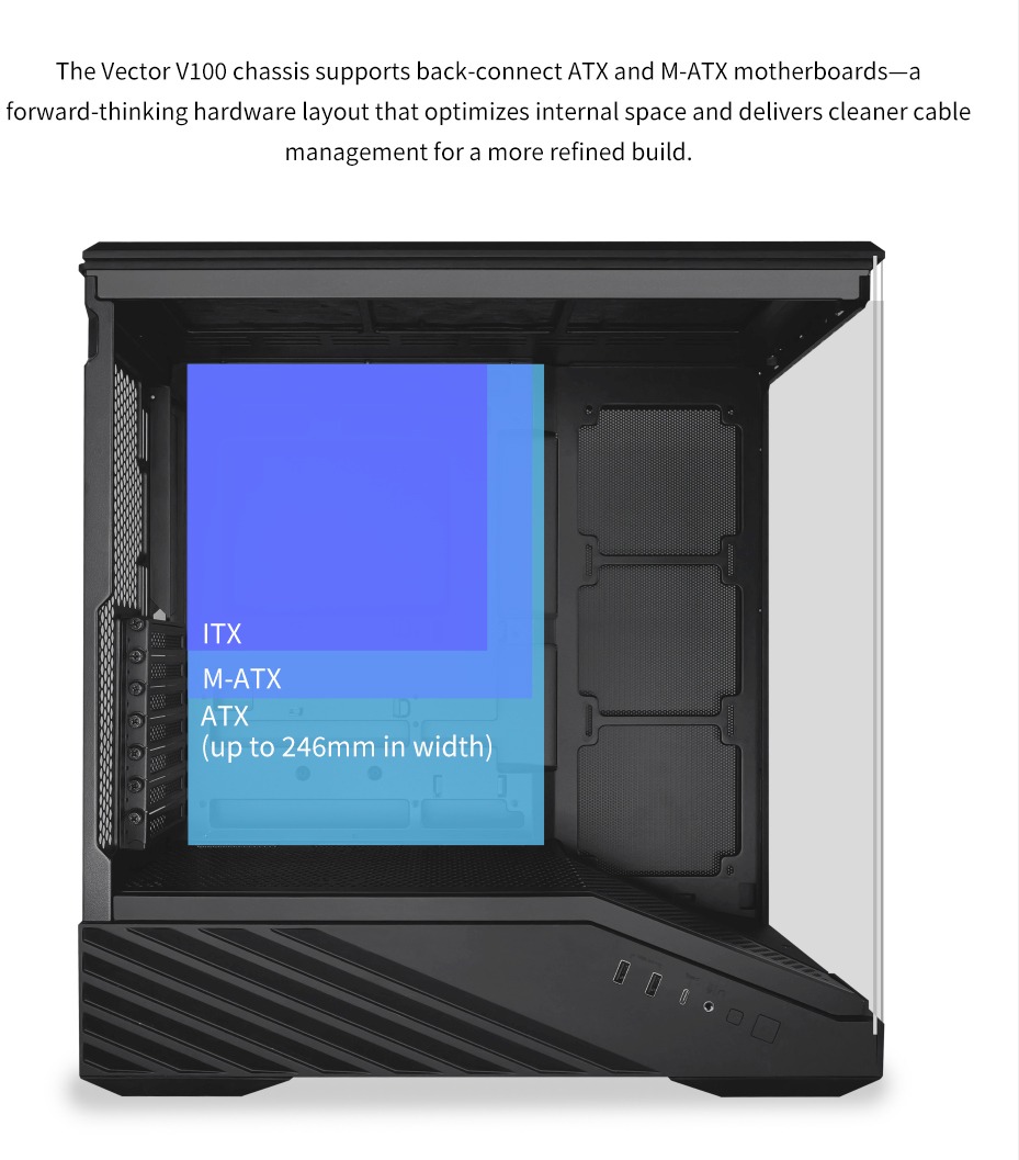 lian li vector v100 atx mid-tower case black