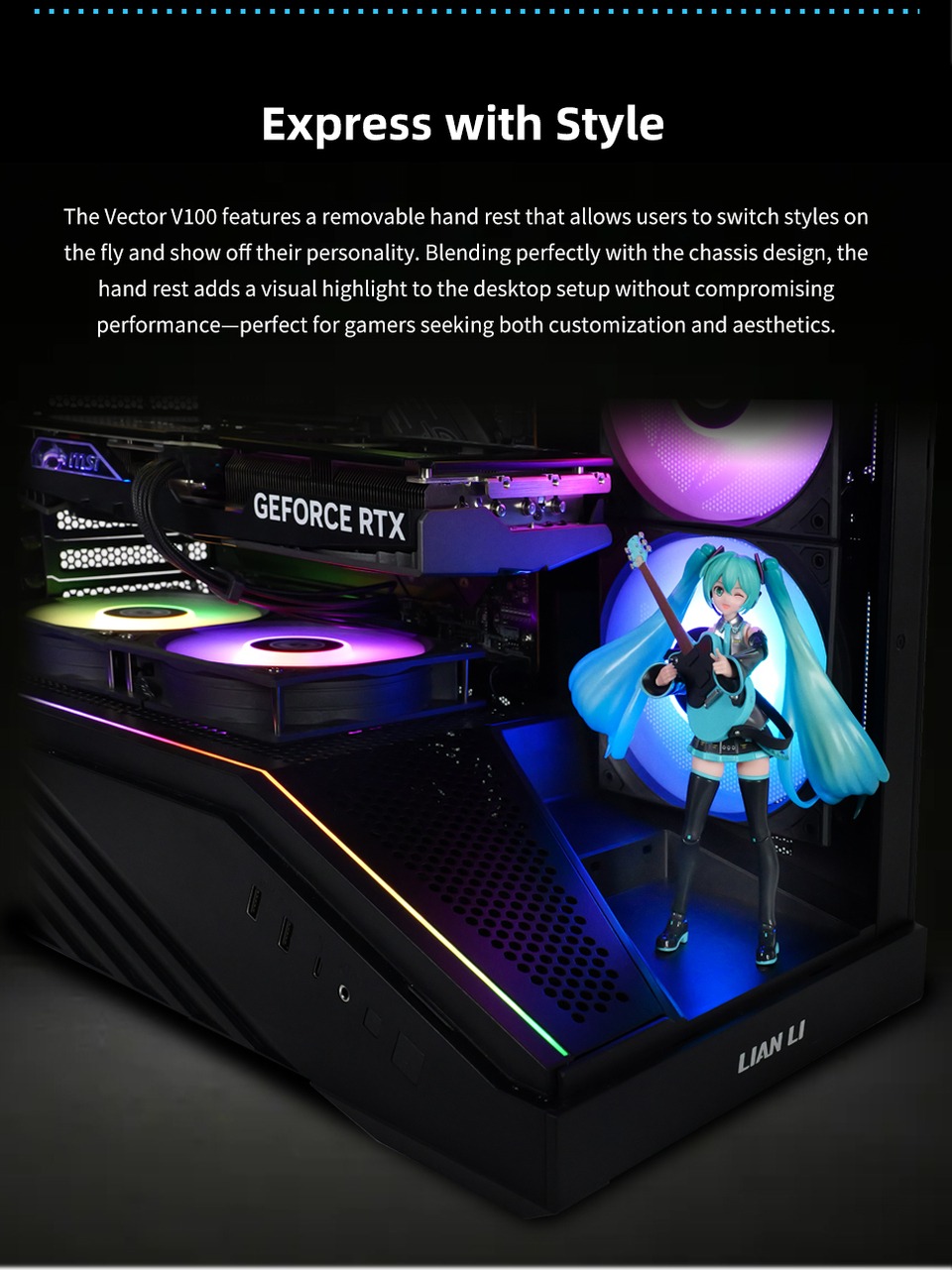 lian li vector v100 atx mid-tower case black