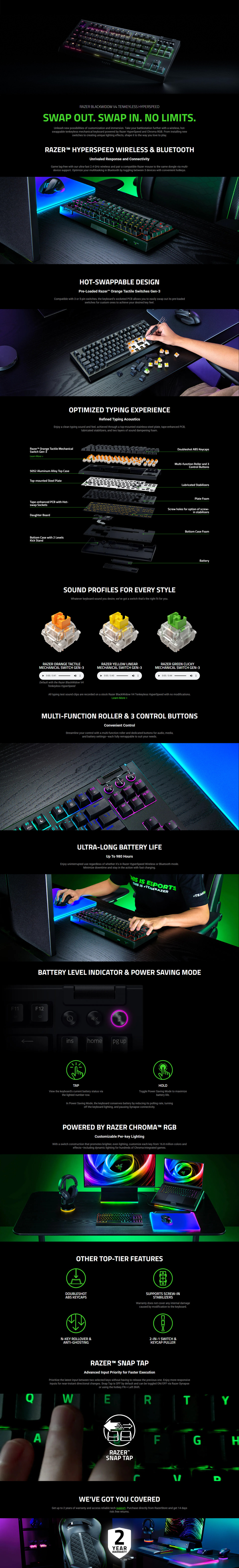 razer blackwidow v4 tenkeyless hyperspeed wireless mechanical tactile gaming keyboard black