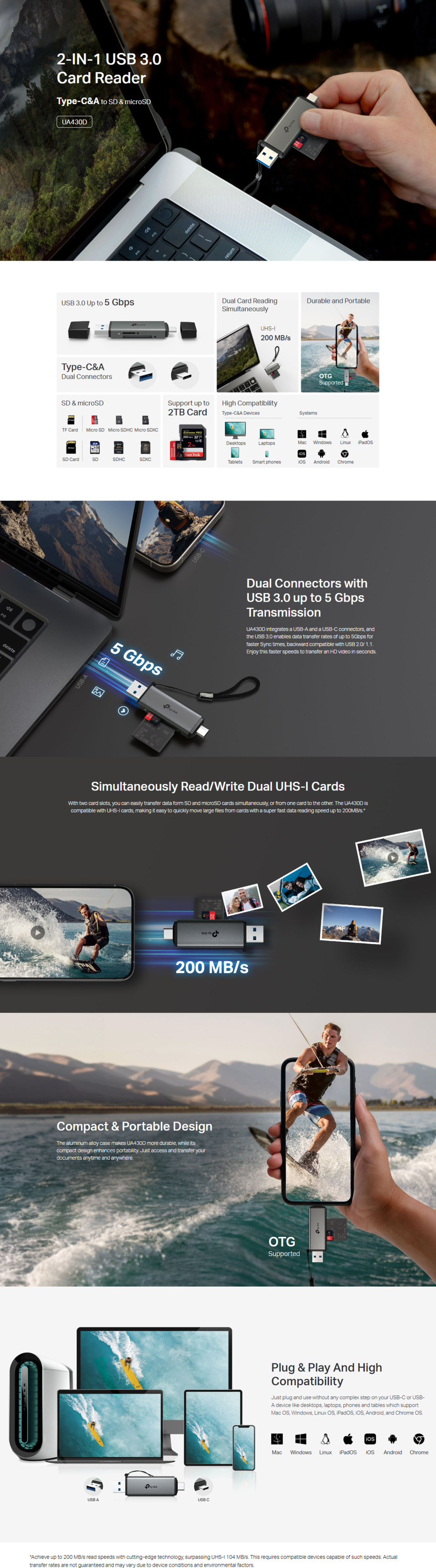 tp-link ua430d usb type-ca to sd microsd 30 card reader
