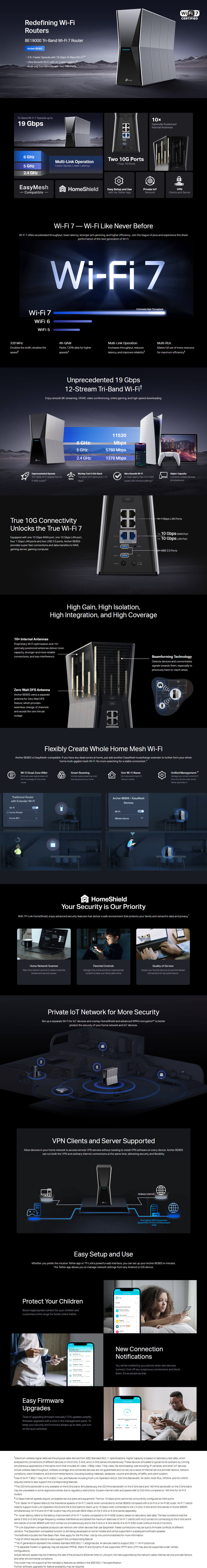 tp-link archer be805 be19000 tri-band wi-fi 7 router