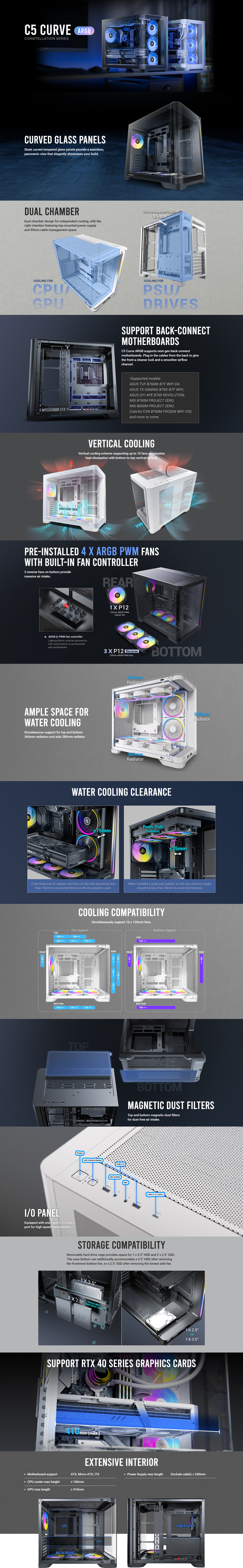 antec c5 curve argb atx case black