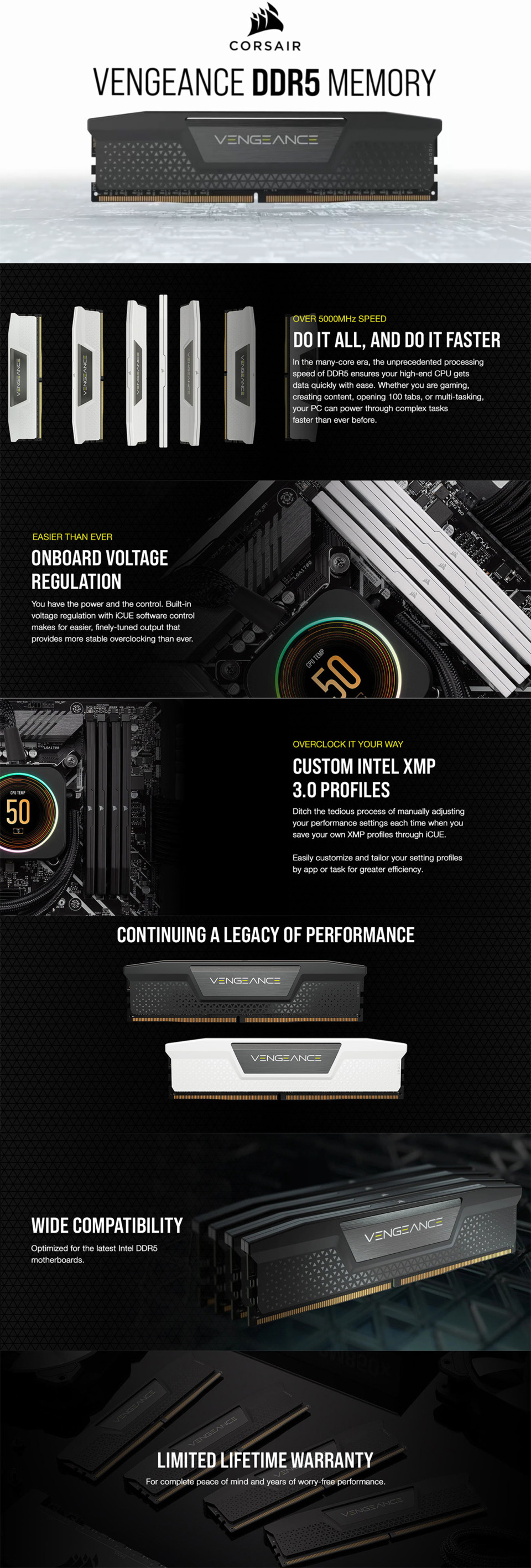 128gb 2x64gb corsair vengeance 6400mts cl42 ddr5 memory kit