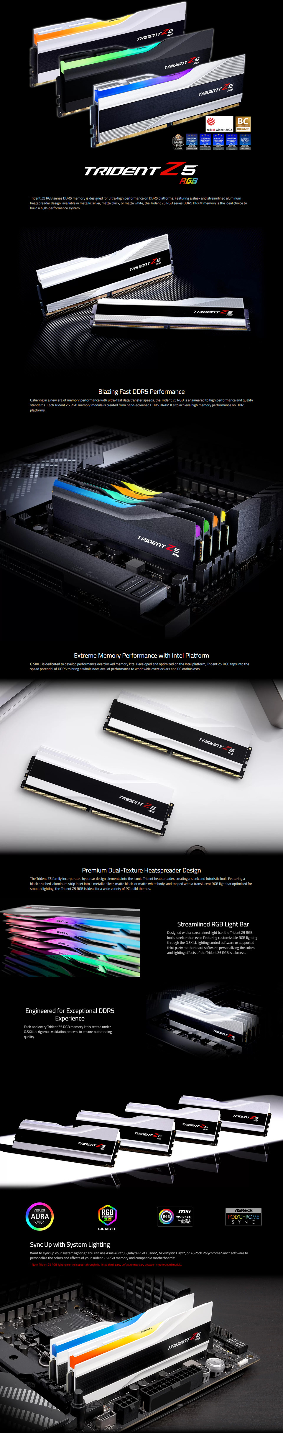 128gb ddr5 2x64gb gskill 6000mts trident z5 rgb xmp ram black