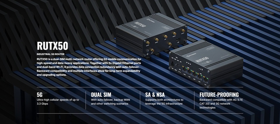 teltonika rutx50 industrial dual sim 5g wi-fi 5 router