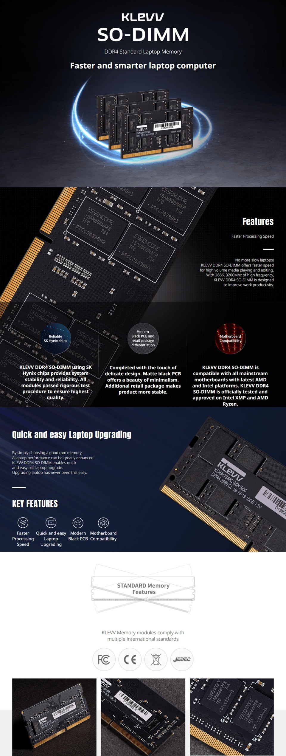 32gb klevv premier 3200mts ddr4 sodimm memory