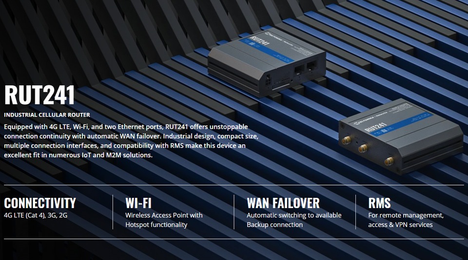 teltonika rut241 industrial 4g wi-fi 4 router