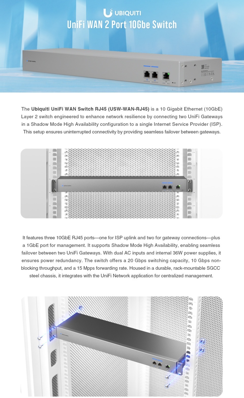 ubiquiti wan switch rj45 10gbe switch for unifi gateway