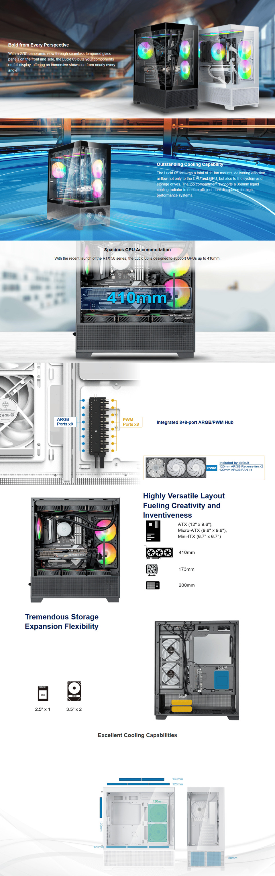silverstone lucid 05 rgb atx gaming case black