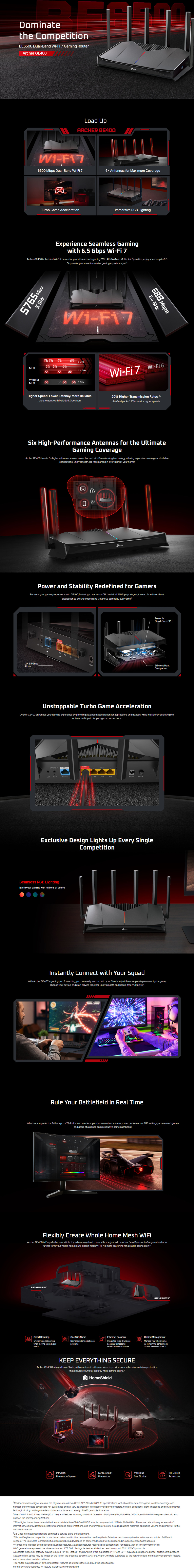 tp-link archer ge400 be6500 dual-band wi-fi 7 gaming router