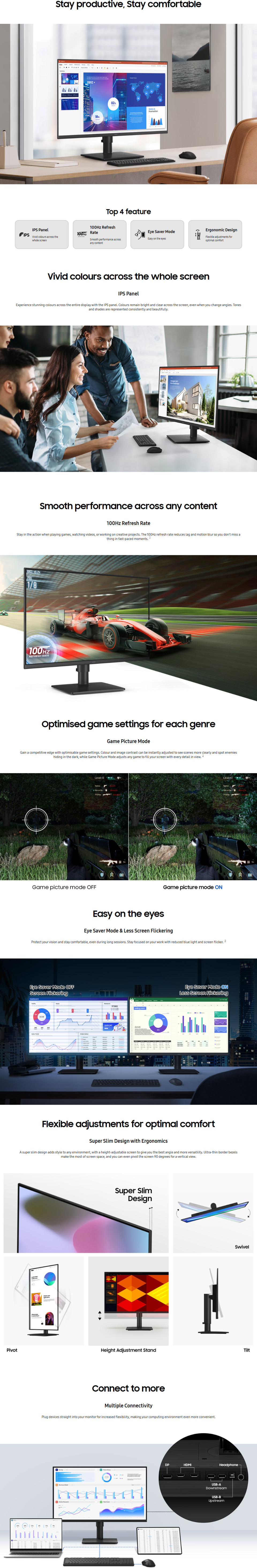 27 samsung s40gd fhd 100hz ips monitor with usb hub