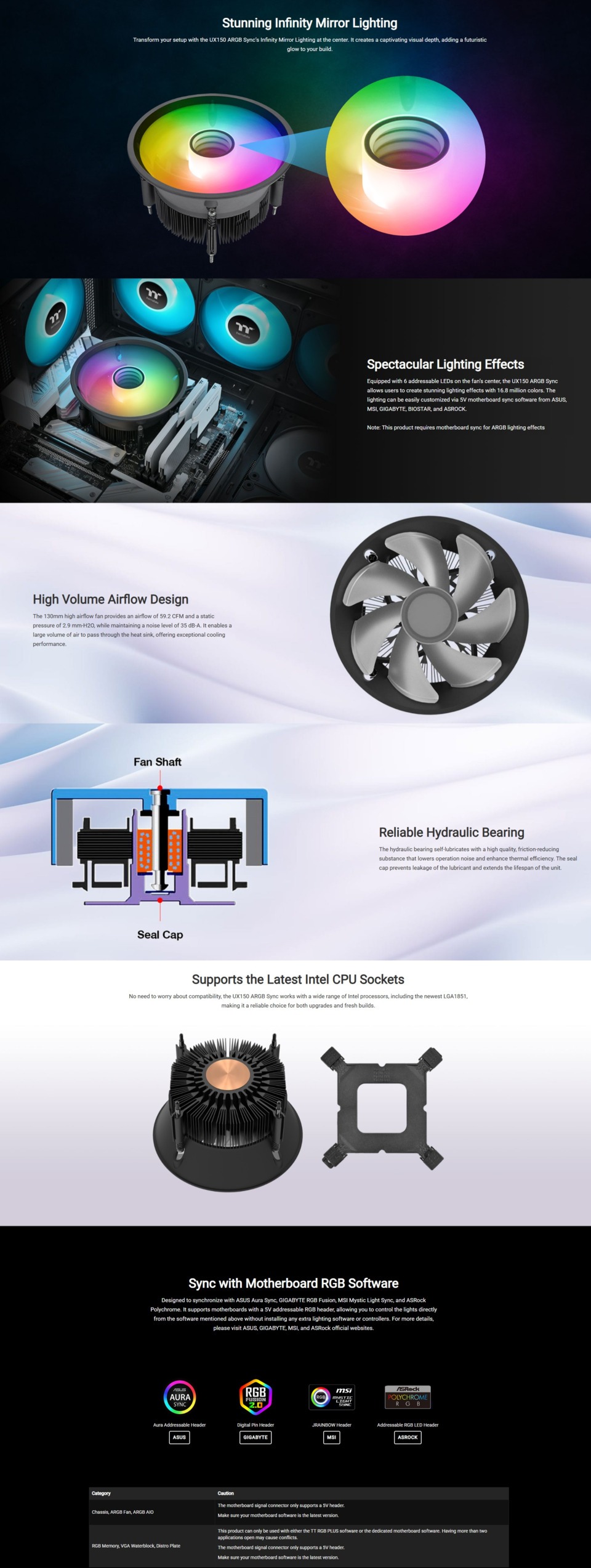 thermaltake ux150 argb sync air cpu cooler