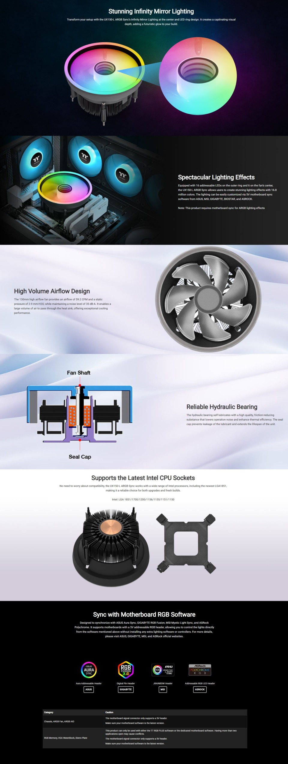 thermaltake ux150-l argb sync air cpu cooler