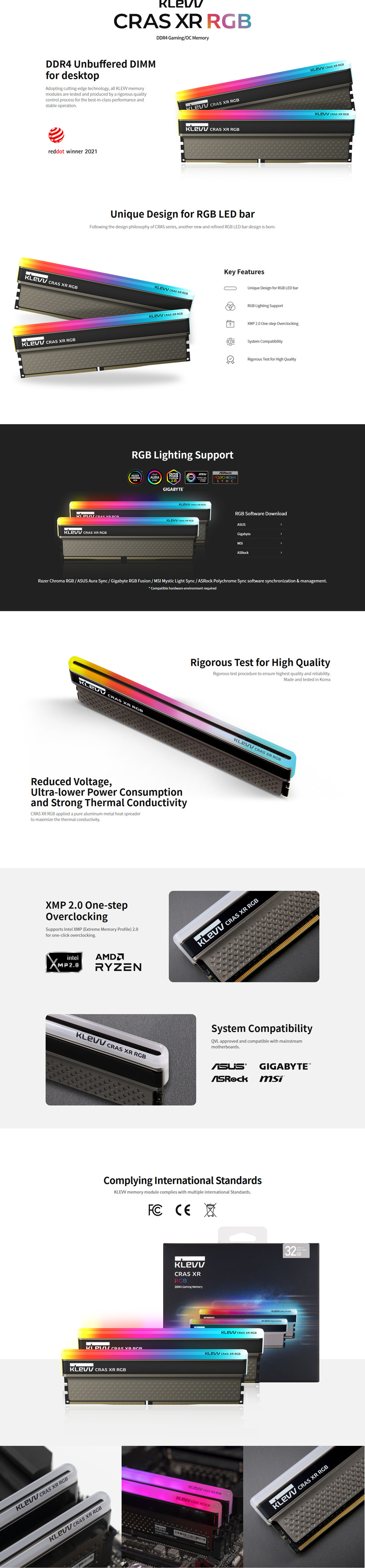 16gb 2x8g klevv cras xr rgb 3600mts ddr4 memory kit