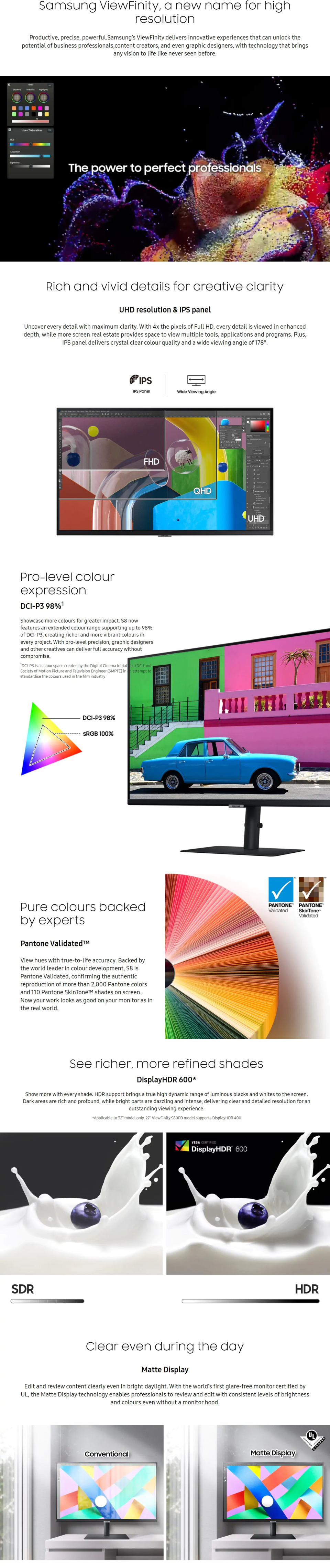32 samsung viewfinity s80pb uhd 60hz ips monitor with usb hub
