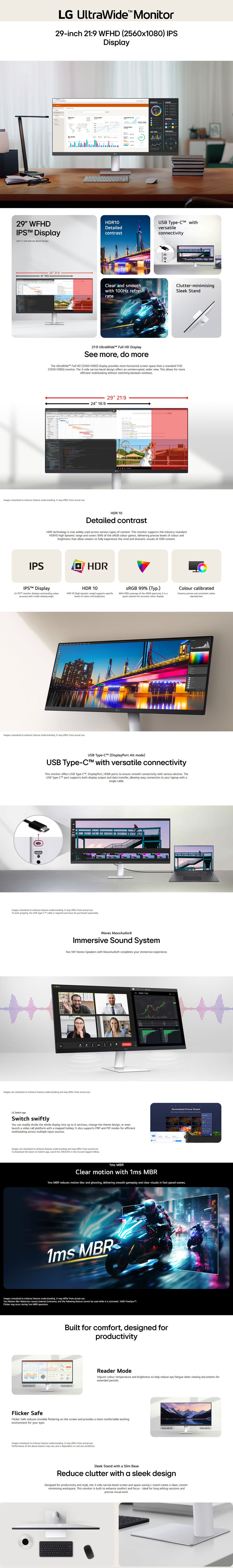 29 lg 29u531a-w wfhd 100hz ips ultrawide monitor white