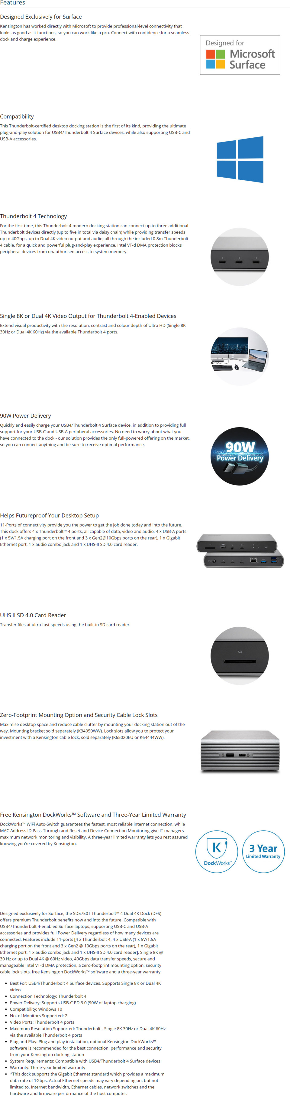kensington sd5750t thunderbolt 4 dual 4k dock