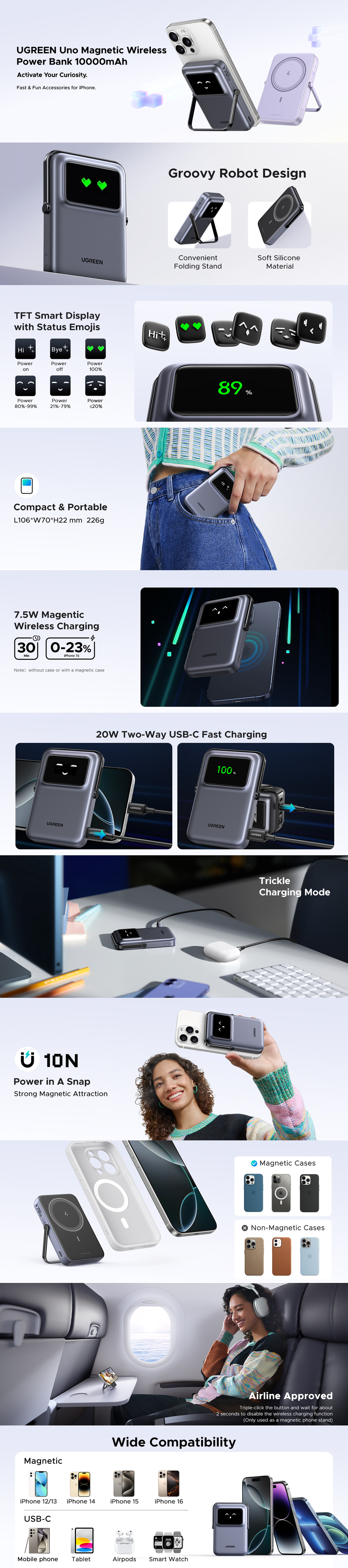 ugreen uno 10000mah magnetic wireless power bank