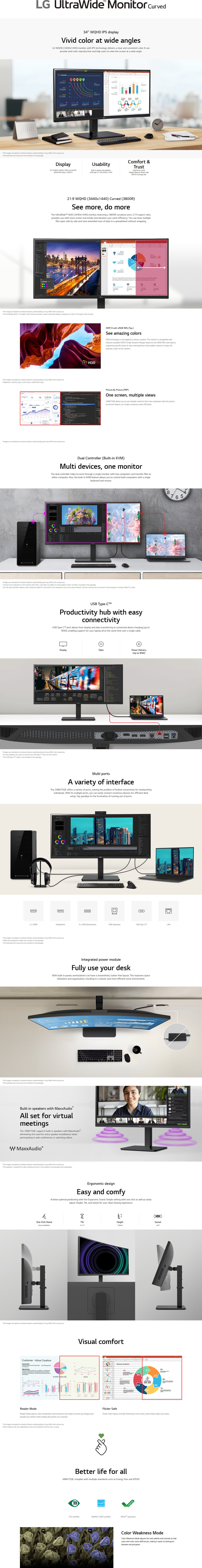 34 lg ultrawide 34ba75qe-b wqhd 60hz ips curved monitor black