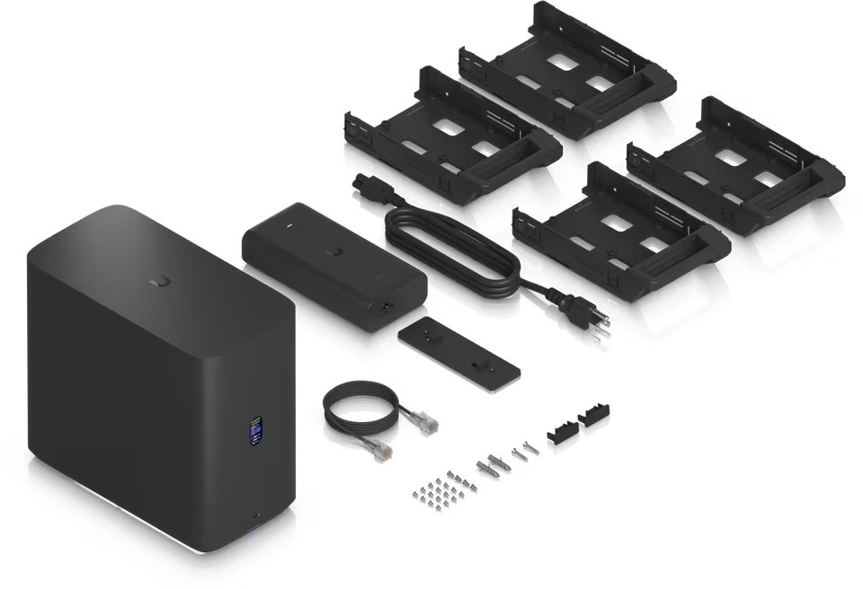 4-bay ubiquiti unas 4 25gbe usb-c poe nas unit black
