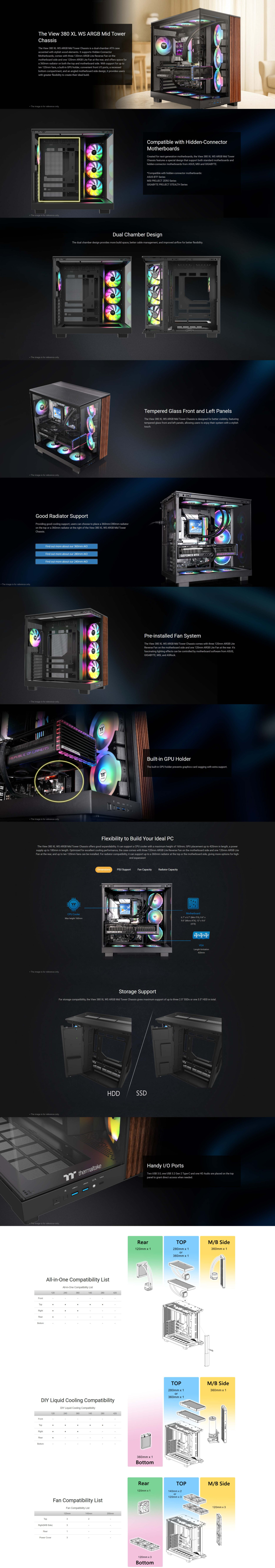 thermaltake view 380 xl ws atx mid tower case black with wood
