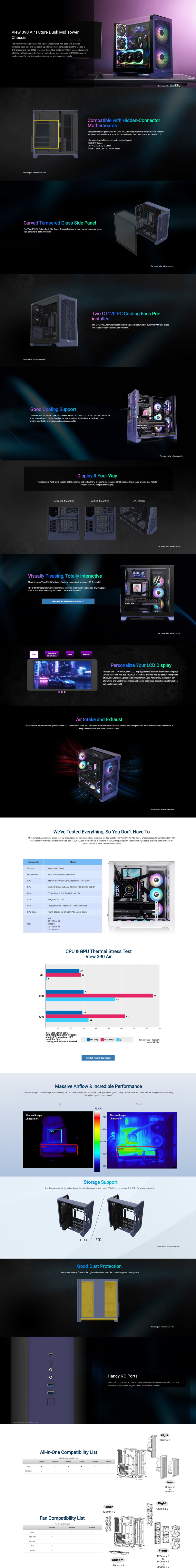thermaltake view 390 air curved tg atx mid tower case purple